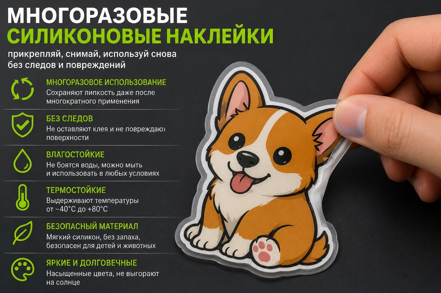 Многоразовые силиконовые наклейки